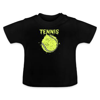balle de tennis - T-shirt bio col rond Bébé - noir - Devant