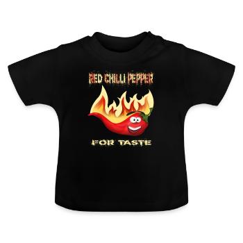 Red Chilli Pepper - Baby Organic T-Shirt with Round Neck - black - Front