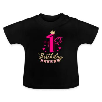 Mon premier anniversaire - T-shirt bio col rond Bébé - noir - Devant