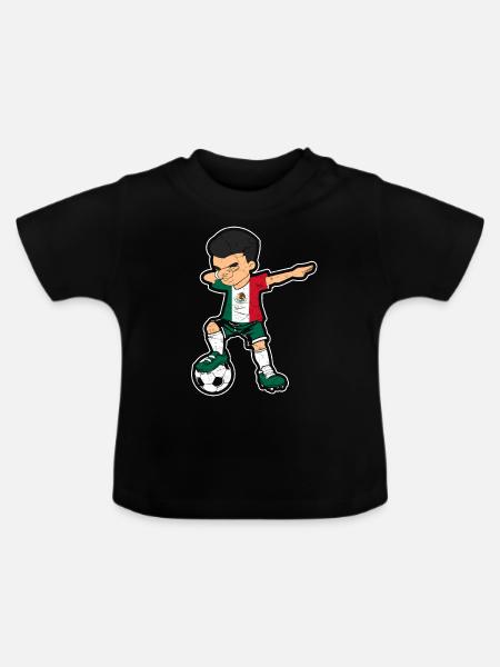 Fußball Mexico - Baby Bio-T-Shirt mit Rundhals - Schwarz