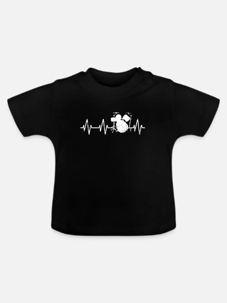 Schlagzeug Herzschlag Schlagzeuger Geschenkidee - Baby Bio-T-Shirt mit Rundhals - Schwarz