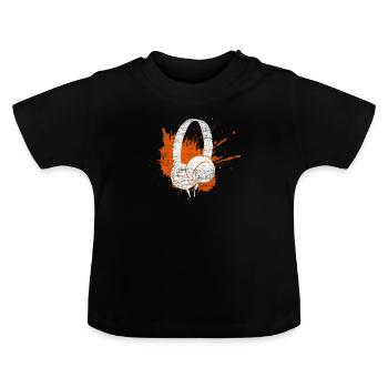 Écouteurs musique - T-shirt bio col rond Bébé - noir - Devant