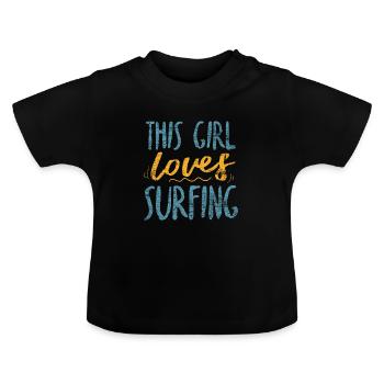 Fille de surfeur Surfergirl - T-shirt bio col rond Bébé - noir - Devant