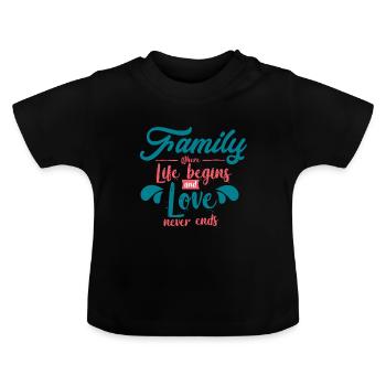 famille - T-shirt bio col rond Bébé - noir - Devant