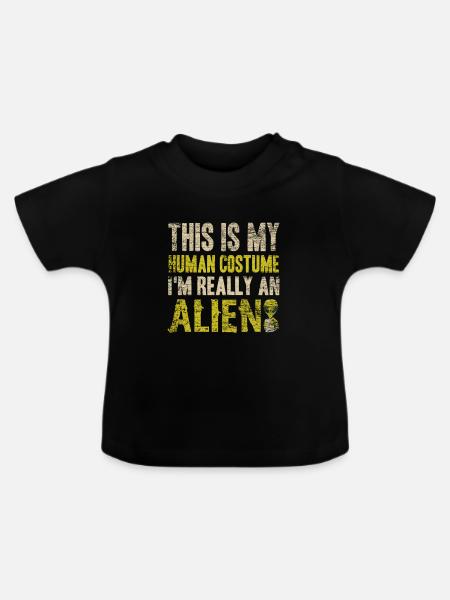 Alien Kostüm - Baby Bio-T-Shirt mit Rundhals - Schwarz