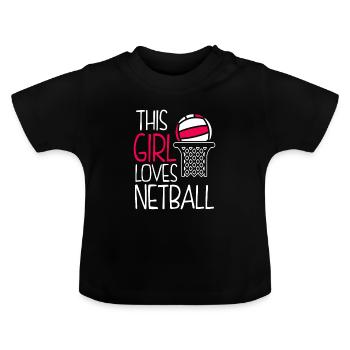 Dieses Mädchen liebt Netzball - Baby Bio-T-Shirt mit Rundhals - Schwarz - Vorne