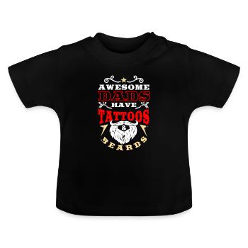 Papa-Bart-Tätowierungen - Baby Bio-T-Shirt mit Rundhals - Schwarz - Vorne