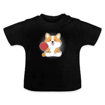 Tennis de table - T-shirt bio col rond Bébé - noir - Devant