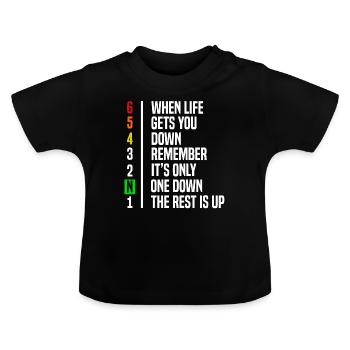Motorcyclist Gift Gear Shift Motivation - Baby Organic T-Shirt with Round Neck - black - Front