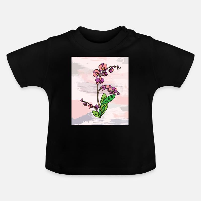 Vintage Fleurs Colorées - T-shirt bio col rond Bébé - noir