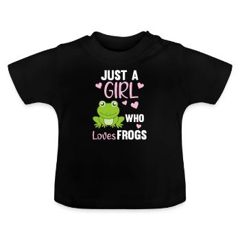 Just a girl who loves Frogs süßer Frosch - Baby Bio-T-Shirt mit Rundhals - Schwarz - Vorne