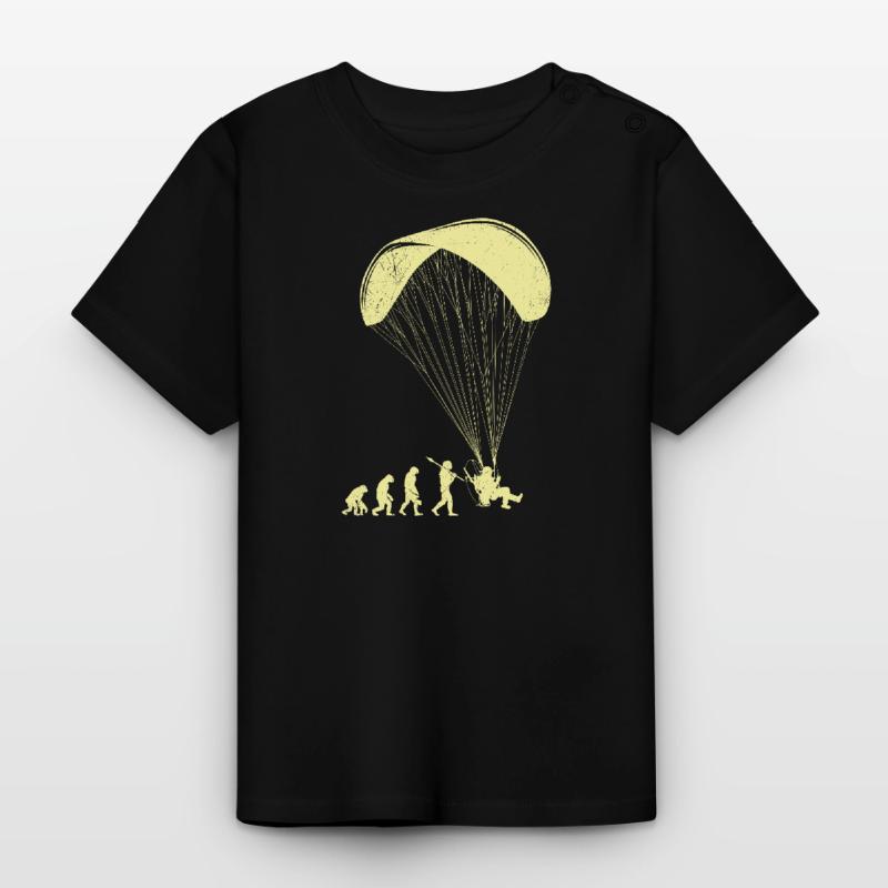 Paramotor Evolution Monkey Human Paraglider Baby Organic T-Shirt with Round Neck