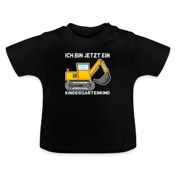 Kindergarten Bagger - Baby Bio-T-Shirt mit Rundhals - Schwarz - Vorne