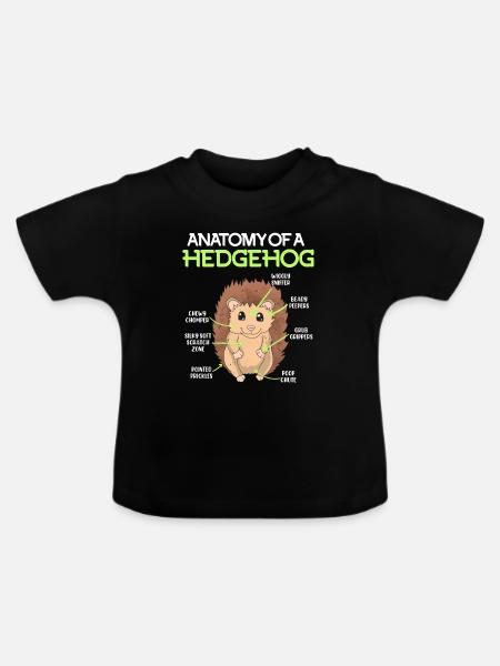 Anatomie eines Igel - Baby Bio-T-Shirt mit Rundhals - Schwarz