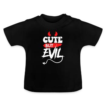 Satan Devil Cute but Evil - Baby Organic T-Shirt with Round Neck - black - Front