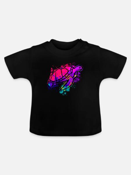 Moderne Kunst Schildkröte Taucher - Baby Bio-T-Shirt mit Rundhals - Schwarz