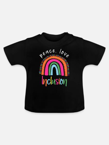 Frieden, Liebe Und Inklusion - Baby Bio-T-Shirt mit Rundhals - Schwarz