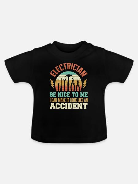 Elektriker, Wireman, Elektrizität - Baby Bio-T-Shirt mit Rundhals - Schwarz