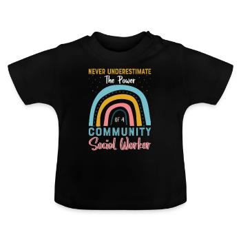 Never Underestimate Social Worker - Baby Organic T-Shirt with Round Neck - black - Front