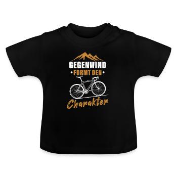 Gegenwind formt den Charakter - Baby Bio-T-Shirt mit Rundhals - Schwarz - Vorne