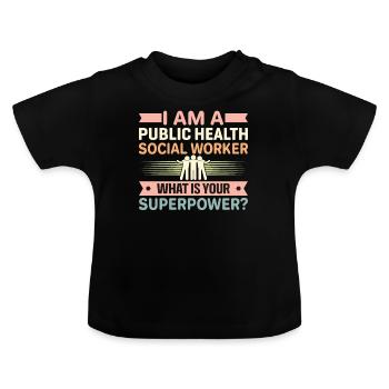 Je suis un travailleur social en santé publique - T-shirt bio col rond Bébé - noir - Devant