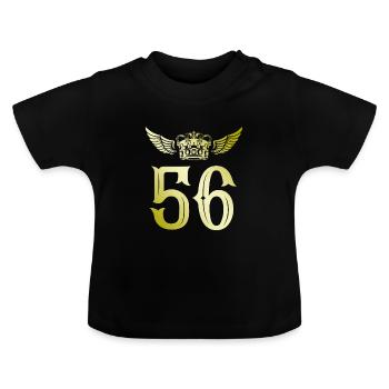 56 Couronne numérique - T-shirt bio col rond Bébé - noir - Devant