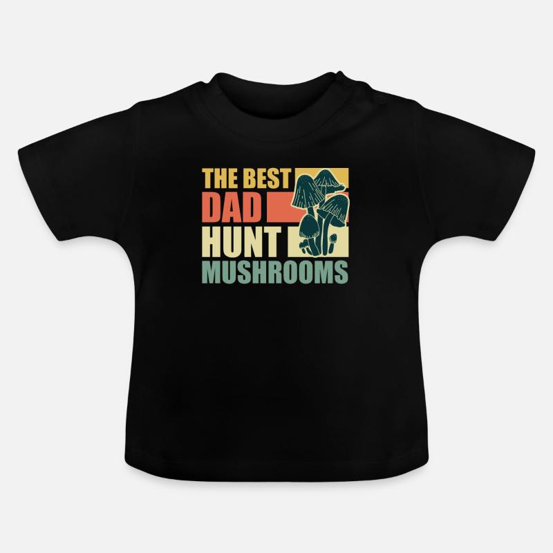 Cueilleur de champignons Papa - T-shirt bio col rond Bébé - noir