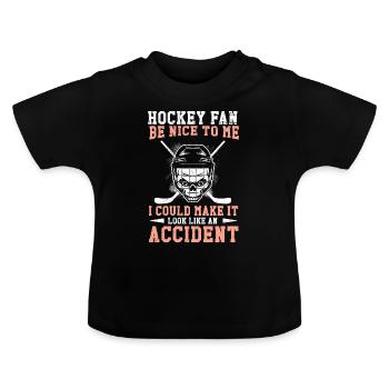 Eishockey Fan sei nett zu mir - Baby Bio-T-Shirt mit Rundhals - Schwarz - Vorne
