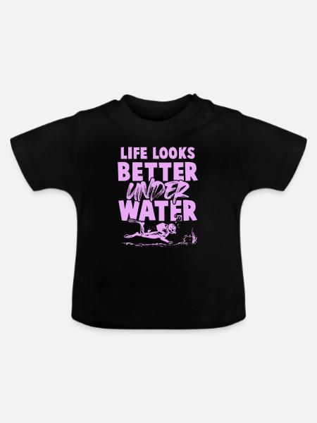 unter wasser tauchen - Baby Bio-T-Shirt mit Rundhals - Schwarz