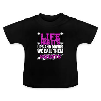 squats fitness - T-shirt bio col rond Bébé - noir - Devant