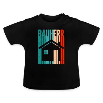 Richtfest Eigenheim Bauherr - Baby Bio-T-Shirt mit Rundhals - Schwarz - Vorne