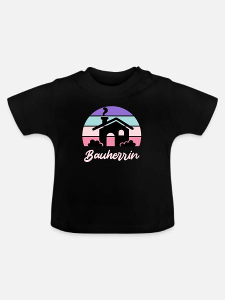 Eigenheim Bauherrin - Baby Bio-T-Shirt mit Rundhals - Schwarz