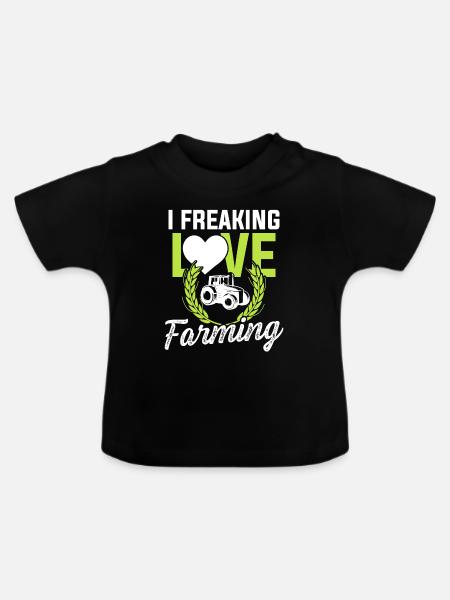 ich liebe farming - Baby Bio-T-Shirt mit Rundhals - Schwarz