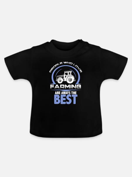 farming traktor - Baby Bio-T-Shirt mit Rundhals - Schwarz