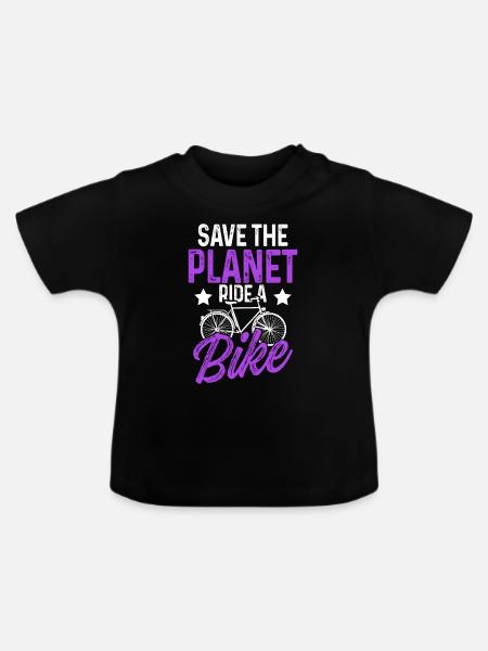 save the planet fahrrad - Baby Bio-T-Shirt mit Rundhals - Schwarz
