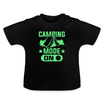 mode camping - T-shirt bio col rond Bébé - noir - Devant