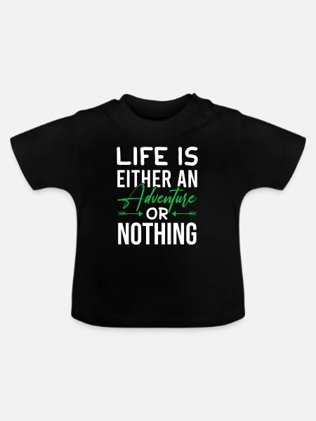 abenteuer travel - Baby Bio-T-Shirt mit Rundhals - Schwarz
