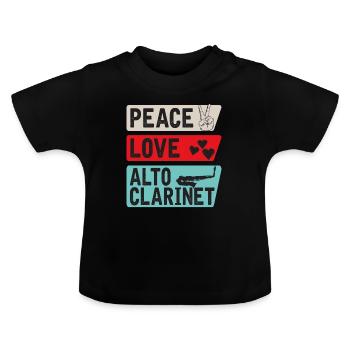 Peace Love Alto Clarinet Instrument - Baby Bio-T-Shirt mit Rundhals - Schwarz - Vorne