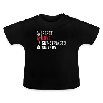 Cut-Stringed Guitars Musical Instrument - Baby Organic T-Shirt with Round Neck - black - Front