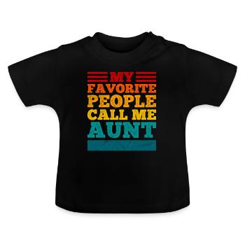 My dearest people call me Aunt - Baby Organic T-Shirt with Round Neck - black - Front