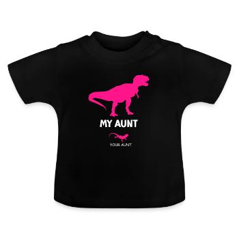 Meine Tante Deine Tante Dinosaurier Super Tante - Baby Bio-T-Shirt mit Rundhals - Schwarz - Vorne