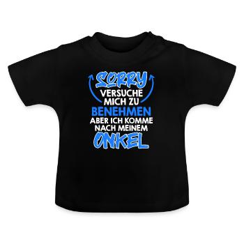 Versuche mich zu benehmen - Baby Bio-T-Shirt mit Rundhals - Schwarz - Vorne