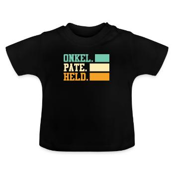Onkel Pate Held Onkel - Baby Bio-T-Shirt mit Rundhals - Schwarz - Vorne