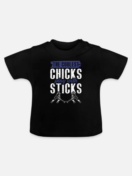 Feldhockey chicks - Baby Bio-T-Shirt mit Rundhals - Schwarz