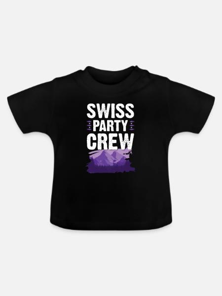 Swiss Party Crew - Baby Bio-T-Shirt mit Rundhals - Schwarz