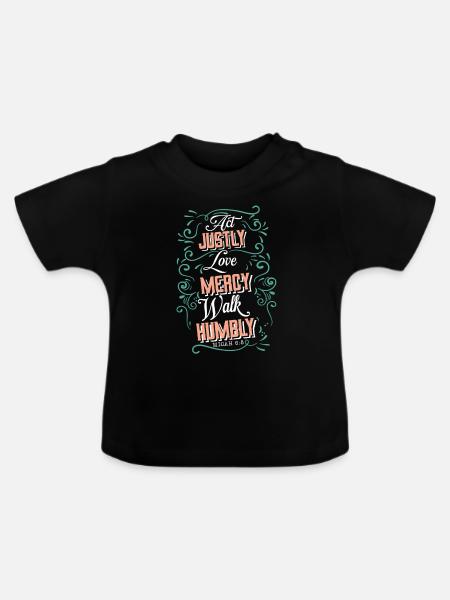 bibel dankbar - Baby Bio-T-Shirt mit Rundhals - Schwarz