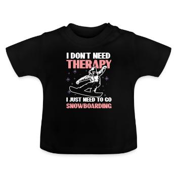 snowboarding therapie - Baby Bio-T-Shirt mit Rundhals - Schwarz - Vorne