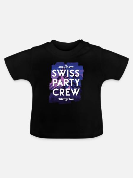 Swiss Party Crew - Baby Bio-T-Shirt mit Rundhals - Schwarz