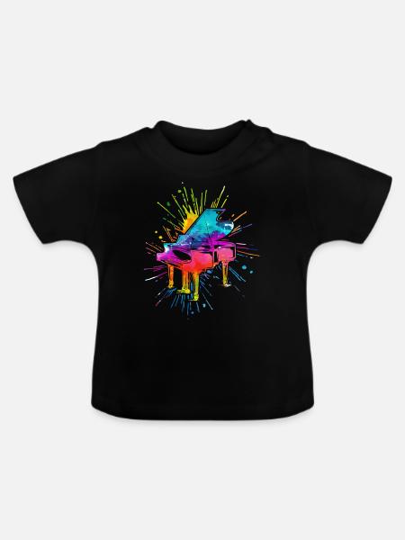 Piano, Pianist - Baby Bio-T-Shirt mit Rundhals - Schwarz