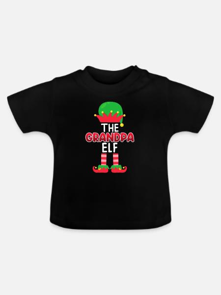 Opa Elfe Grandpa Elf - Baby Bio-T-Shirt mit Rundhals - Schwarz